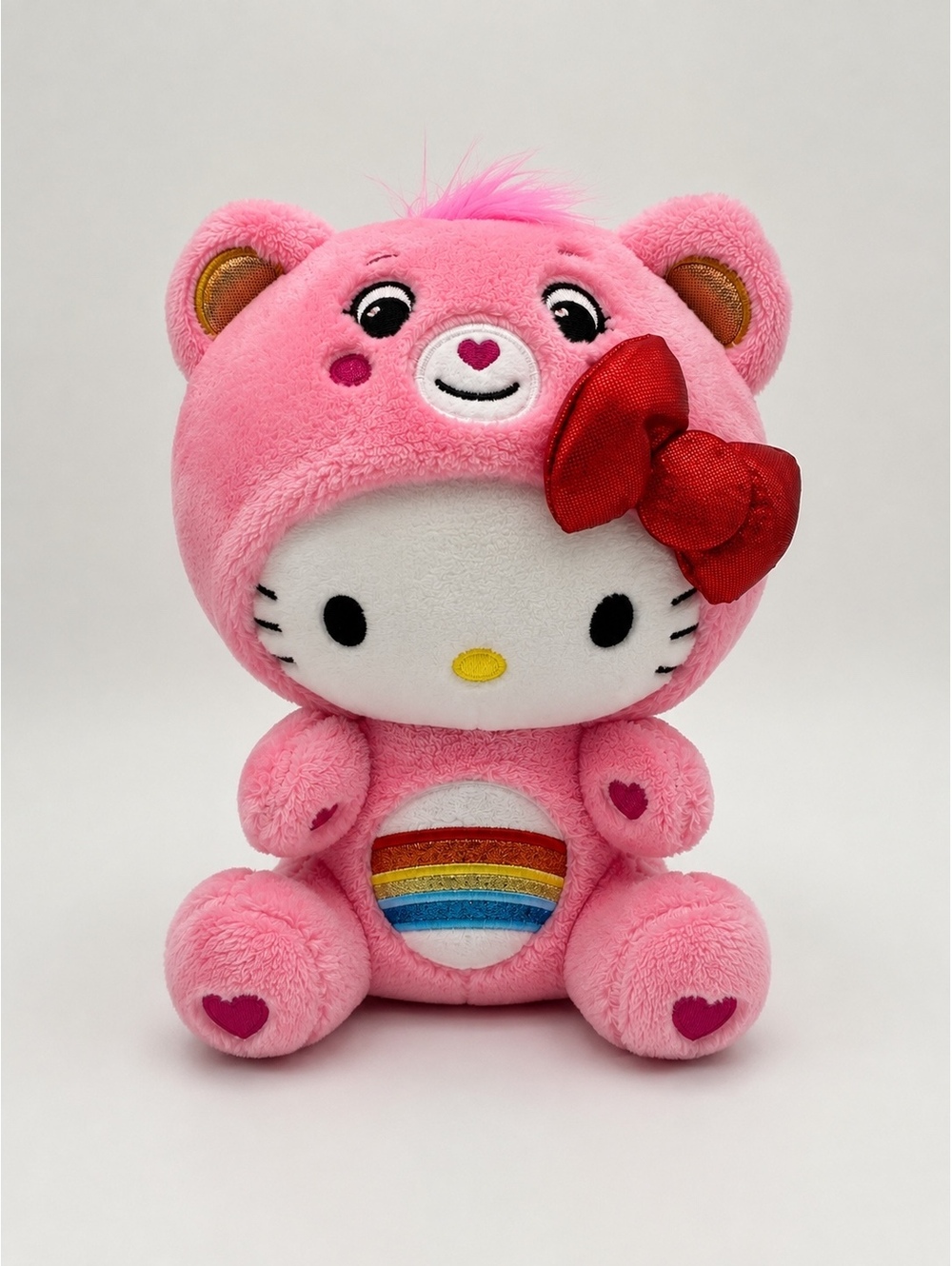 Hello Kitty x Care Bears Cheer Bear Plush 2023 Pink Rainbow Soft Toy